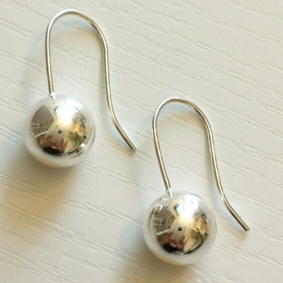 Sterling Silver bead ball drop earrings 10mm 🆕 - Picture 5 of 10